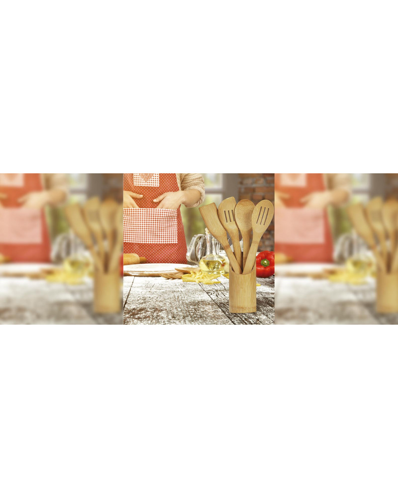 Conjunto De Utensílios Em Bambu - 5 Pçs