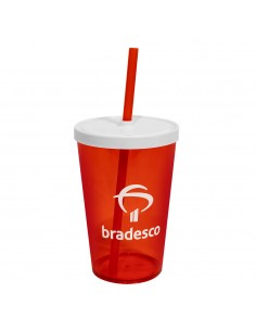 Copo Plástico com Canudo