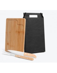 Kit Churrasco Em Bambu Inox