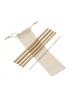 Kit Canudos de Bambu com...
